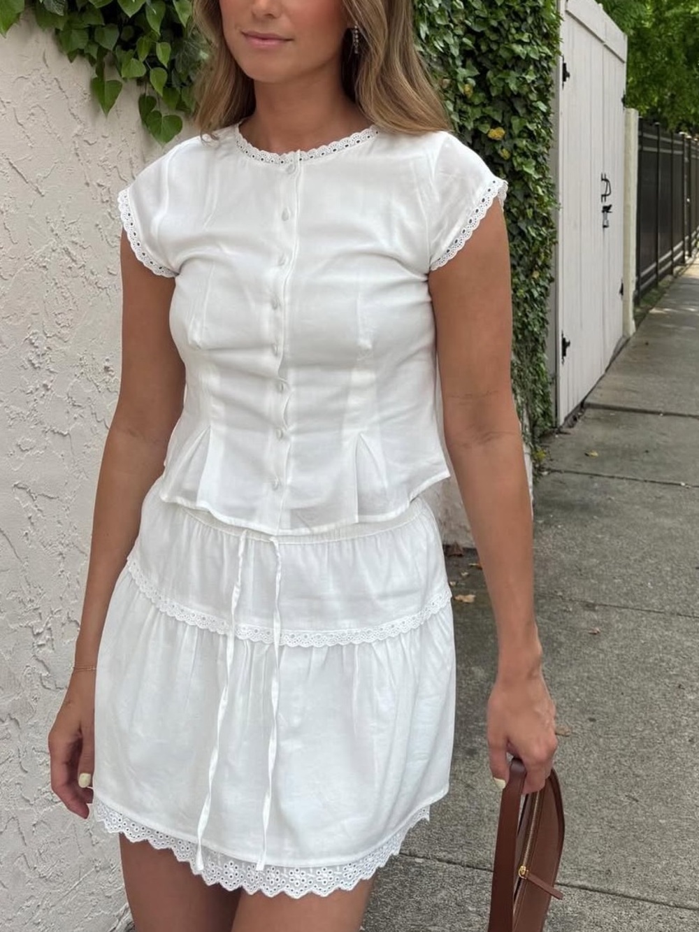 Reformation White Valletta Skirt Set Size 4